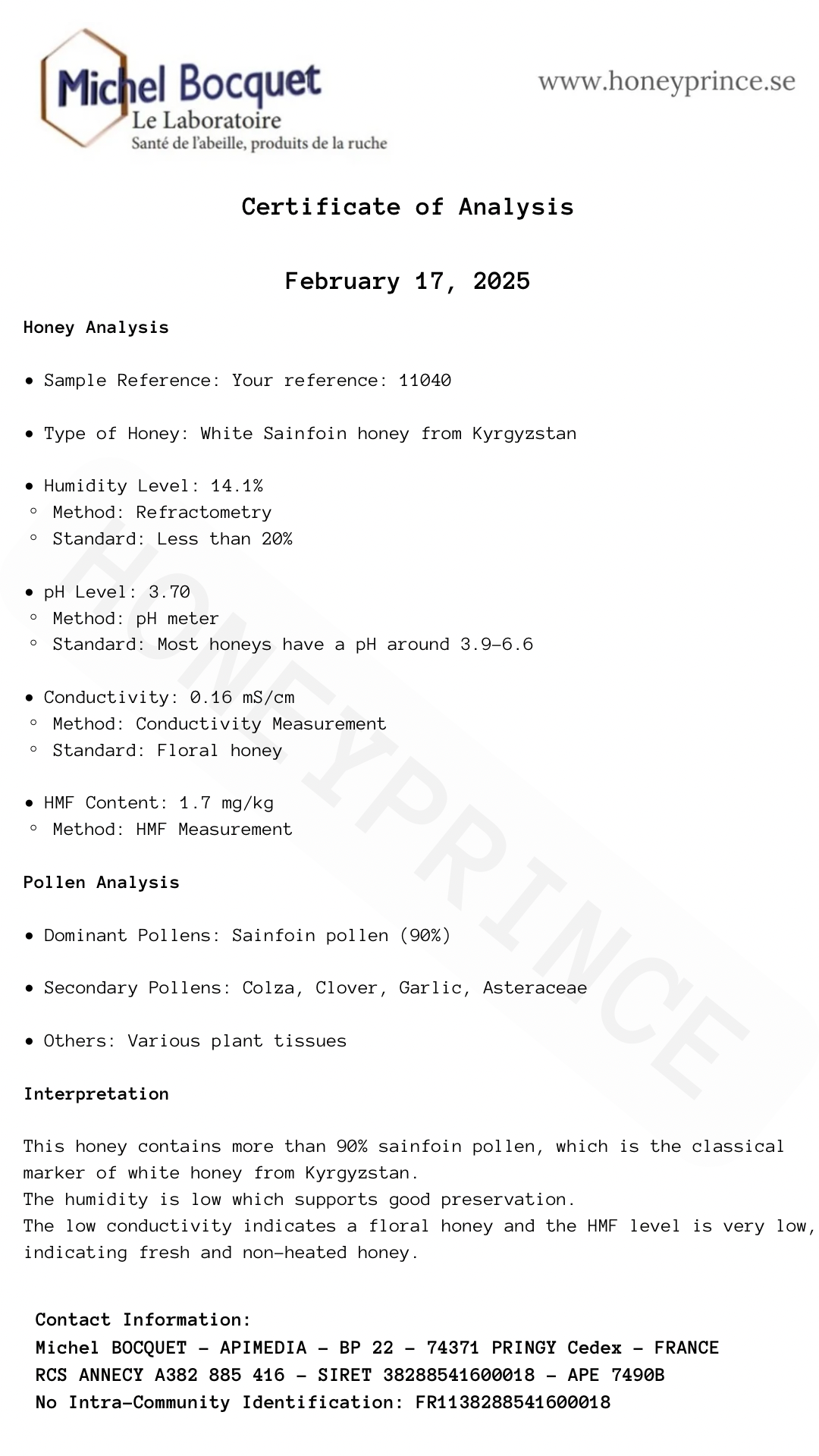 White honey from Kyrgyzstan